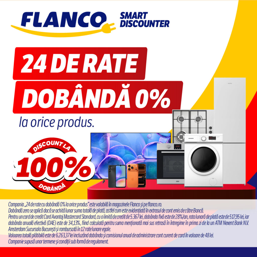 24 de rate cu dobândă 0, la Flanco!